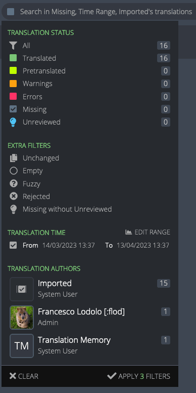 Multiple filters